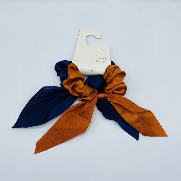 A New Day 2 Pack Twisters Scrunchies Blue Orange New - Picture 1 of 3